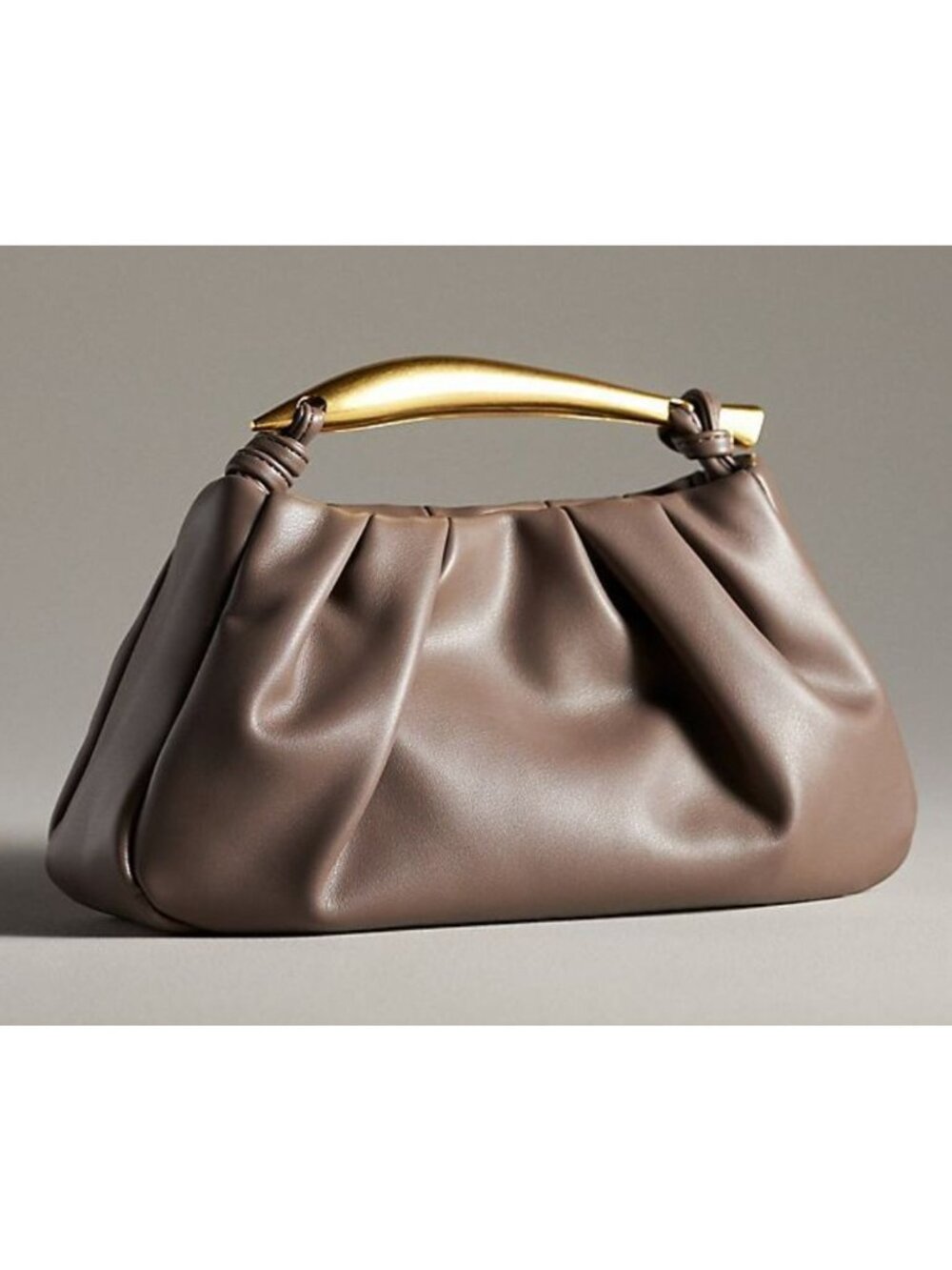 by Anthropologie Asymmetrical Hardware Satchel Bag Purse Gold Handle